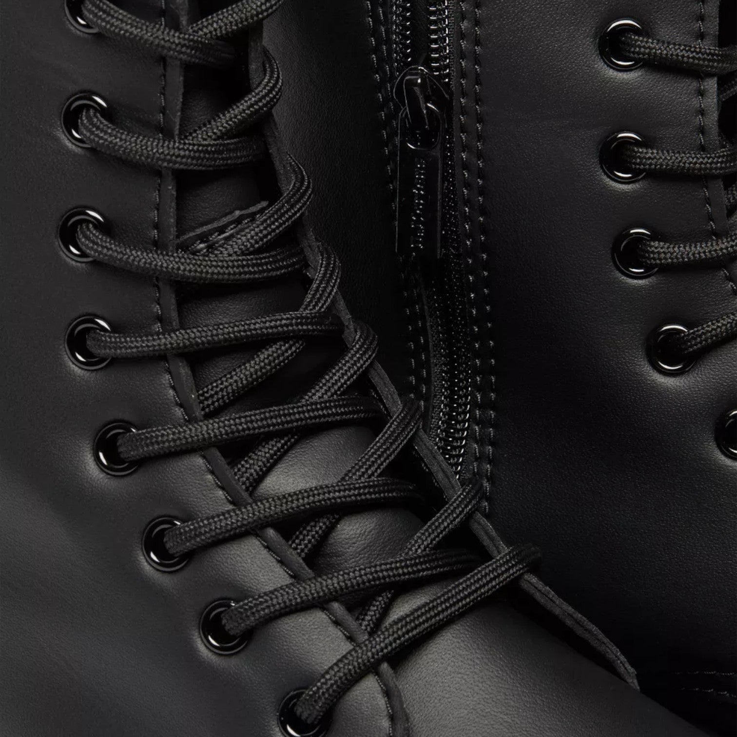 My Store black vegan leather Jadon II Mono boots with laces and side zipper.
