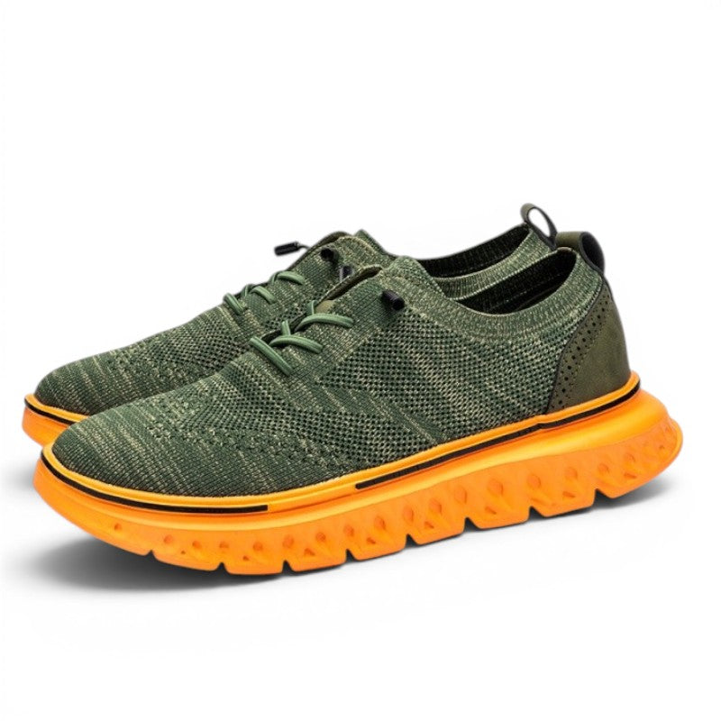 ShoeShop Uncle Paul JUHAN-1 green knit sneakers with orange chunky sole and black trim