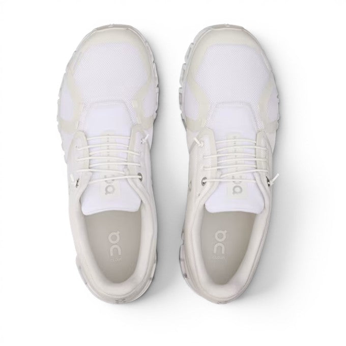 ShoeShopHere white recycled polyester ON Cloud 6 sneakers with a wider opening and updated construction for all-day comfort.